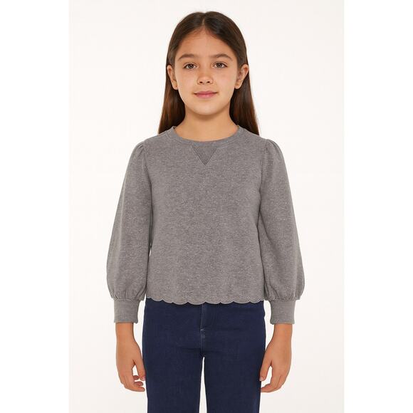 Gap Kids Girls Glitter Gray Sweatshirt - Size XL (10/12) Long Sleeve Pullover - Picture 1 of 5